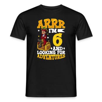 Ich bin 6 - Jungen Pirat - Männer T-Shirt - Schwarz - Vorne - AI Model Male 178 light (178cm)