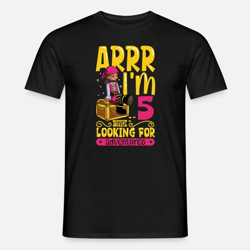 Ich bin 5 - Mädchen Pirat - Männer T-Shirt - Schwarz