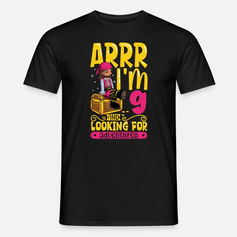 Ich bin 9 - Mädchen Pirat - Männer T-Shirt - Schwarz