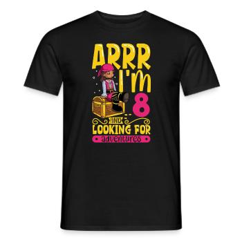 Ich bin 8 - Mädchen Pirat - Männer T-Shirt - Schwarz - Vorne - AI Model Male 178 light (178cm)