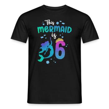Cette sirène est 6 ans Sirène 6ème fille - T-shirt homme - noir - Devant - AI Model Male 178 light (178cm)