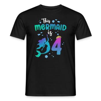 Cette sirène est 4 ans Sirène Fille 4ème - T-shirt homme - noir - Devant - AI Model Male 178 light (178cm)