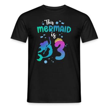 Cette sirène est 3 ans Sirène fille 3ème - T-shirt homme - noir - Devant - AI Model Male 178 light (178cm)