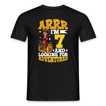Ich bin 7 - Jungen Pirat - Männer T-Shirt - Schwarz - Vorne - AI Model Male 178 light (178cm)