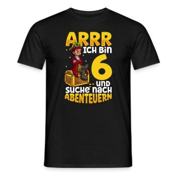 Ich bin 6 - Jungen Pirat - Männer T-Shirt - Schwarz - Vorne - AI Model Male 178 light (178cm)