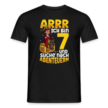 Ich bin 7 - Jungen Pirat - Männer T-Shirt - Schwarz - Vorne - AI Model Male 178 light (178cm)