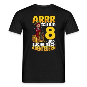 Ich bin 8 - Jungen Pirat - Männer T-Shirt - Schwarz - Vorne - AI Model Male 178 light (178cm)