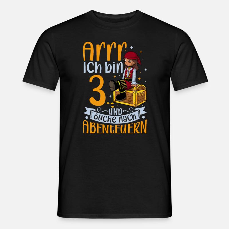 Ich bin 3 - Mädchen Pirat - Männer T-Shirt - Schwarz