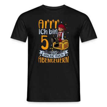 Ich bin 5 - Mädchen Pirat - Männer T-Shirt - Schwarz - Vorne - AI Model Male 178 light (178cm)