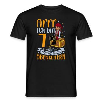 Ich bin 7 - Mädchen Pirat - Männer T-Shirt - Schwarz - Vorne - AI Model Male 178 light (178cm)