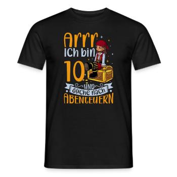 Ich bin 10 - Mädchen Pirat - Männer T-Shirt - Schwarz - Vorne - AI Model Male 178 light (178cm)