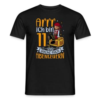 Ich bin 11 - Mädchen Pirat - Männer T-Shirt - Schwarz - Vorne - AI Model Male 178 light (178cm)