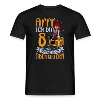 Ich bin 8 - Mädchen Pirat - Männer T-Shirt - Schwarz - Vorne - AI Model Male 178 light (178cm)