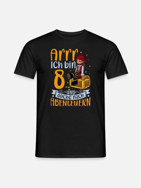Ich bin 8 - Mädchen Pirat - Männer T-Shirt - Schwarz