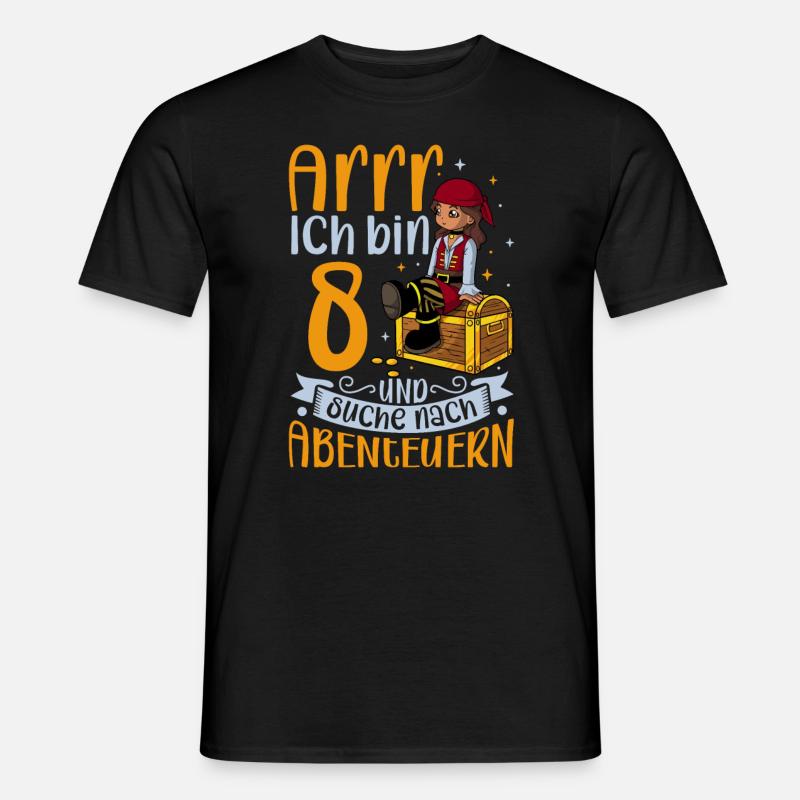 Ich bin 8 - Mädchen Pirat - Männer T-Shirt - Schwarz