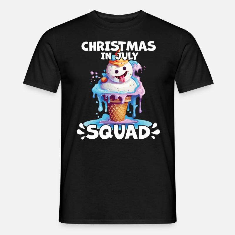 Weihnachten im Juli Schneemann-Eiscreme - Männer T-Shirt - Schwarz