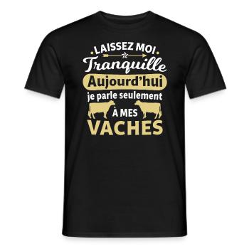 laissez moi tranquille je parle à mes vaches - T-shirt homme - noir - Devant - AI Model Male 178 light (178cm)