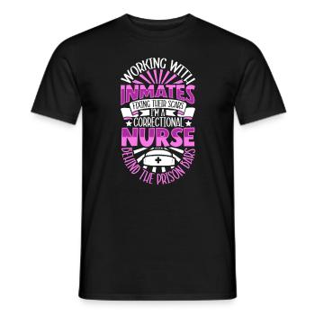Pfleger hinter Gittern - Pflegekraft im Vollzug - Männer T-Shirt - Schwarz - Vorne - AI Model Male 178 light (178cm)
