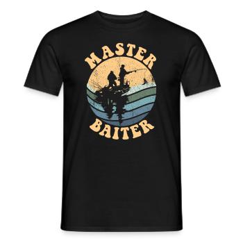 Meister K�der Retro Fisherman Herren -Meister K�de - Männer T-Shirt - Schwarz - Vorne - AI Model Male 178 light (178cm)