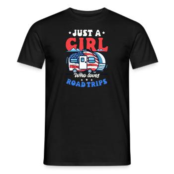 Roadtrip-Mädchen liebt Roadtrips - Männer T-Shirt - Schwarz - Vorne - AI Model Male 178 light (178cm)