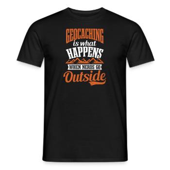 Geocaching Happens When Nerds Go Outside - Men's T-Shirt - black - Front - AI Model Male 178 light (178cm)