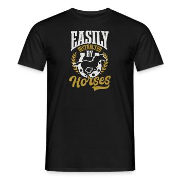 Horse Lover Easily Distracted By Horses - Men's T-Shirt - black - Front - AI Model Male 178 light (178cm)