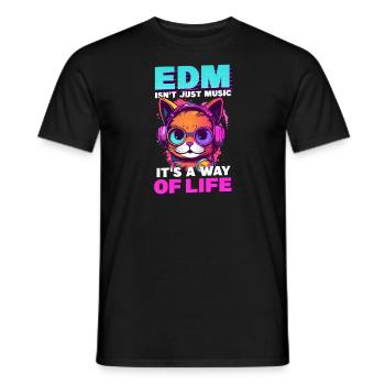 Edm Rave EDM Isn't Music It's Life Cat Headphones - Men's T-Shirt - black - Front - AI Model Male 178 light (178cm)