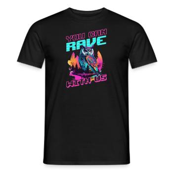 Edm Rave You Can Rave Owl - Men's T-Shirt - black - Front - AI Model Male 178 light (178cm)