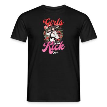 Taekwondo-Kämpferinnen können auch kicken - Männer T-Shirt - Schwarz - Vorne - AI Model Male 178 light (178cm)