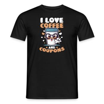 Couponer Love Coffee And Coupons - Men's T-Shirt - black - Front - AI Model Male 178 light (178cm)