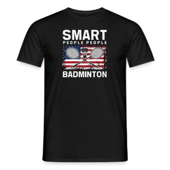 Badmintonspieler Smart People Amerikanische Flagge - Männer T-Shirt - Schwarz - Vorne - AI Model Male 178 light (178cm)