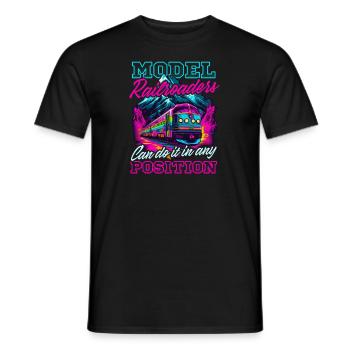 Modelleisenbahn kann in jeder Position - Männer T-Shirt - Schwarz - Vorne - AI Model Male 178 light (178cm)