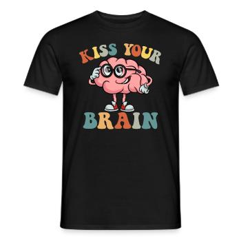 Küss dein Gehirn, s��er Lehrer zur�ck in die Schul - Männer T-Shirt - Schwarz - Vorne - AI Model Male 178 light (178cm)
