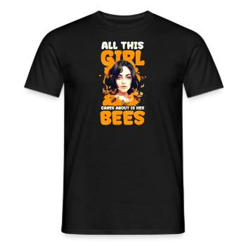Beekeeper Girl All Cares About Bees - Men's T-Shirt - black - Front - AI Model Male 178 light (178cm)