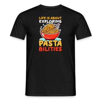 Amateur de pâtes explorant les pâtes - T-shirt homme - noir - Devant - AI Model Male 178 light (178cm)
