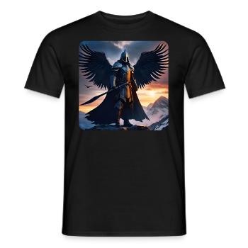 Fantasy Angel Knight - Men's T-Shirt - black - Front - AI Model Male 178 light (178cm)