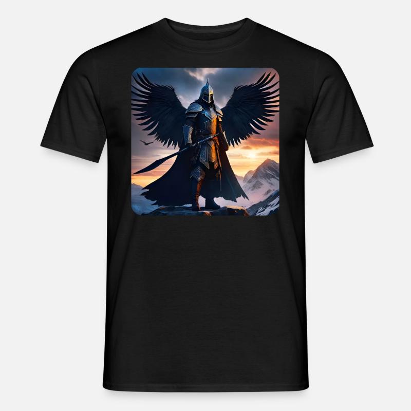 Fantasy Engels Ritter - Männer T-Shirt - Schwarz
