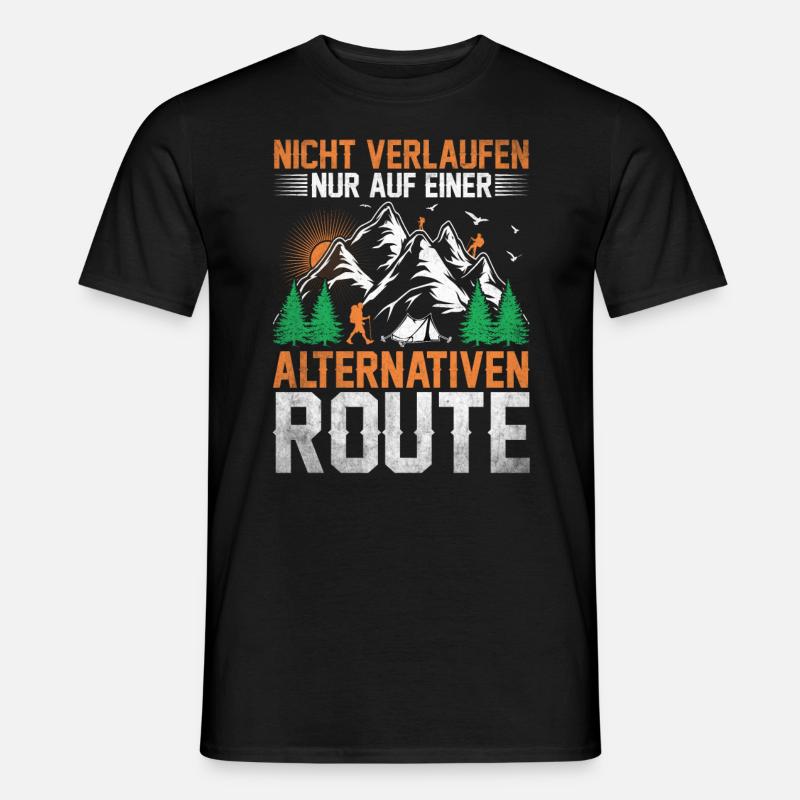 WandernWanderer Rucksack Wanderausflug Bergsteiger - Männer T-Shirt - Schwarz