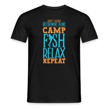 Plans for retirement - camping and fishing - Men's T-Shirt - black - Front - AI Model Male 178 light (178cm)