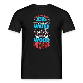 Jesus and Boy Scouts - Men's T-Shirt - black - Front - AI Model Male 178 light (178cm)