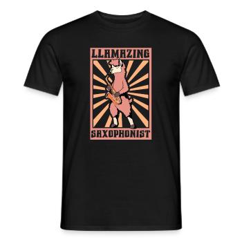 Lama Saxophonist - Men's T-Shirt - black - Front - AI Model Male 178 light (178cm)