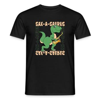 Sax-A-Saurus - TREX on saxophone - Men's T-Shirt - black - Front - AI Model Male 178 light (178cm)
