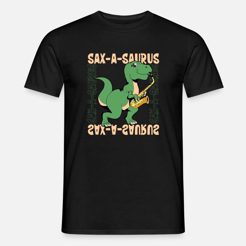 Sax-A-Saurus - TREX on saxophone - Men's T-shirt - black