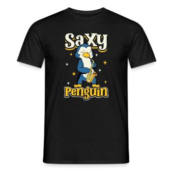 Saxy Penguin - Saxophoniste Pinguin - T-shirt homme - noir - Devant - AI Model Male 178 light (178cm)