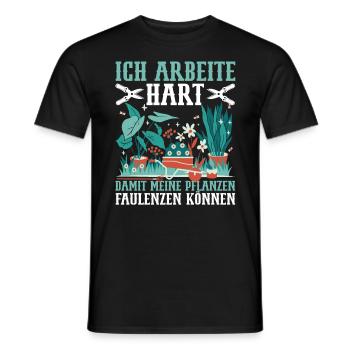 Gartenarbeit im Schrebergarten Blumen Gärtnerin - Männer T-Shirt - Schwarz - Vorne - AI Model Male 178 light (178cm)