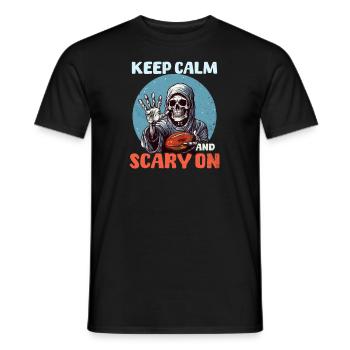Football Halloween Restez calme et effrayant - T-shirt homme - noir - Devant - AI Model Male 178 light (178cm)