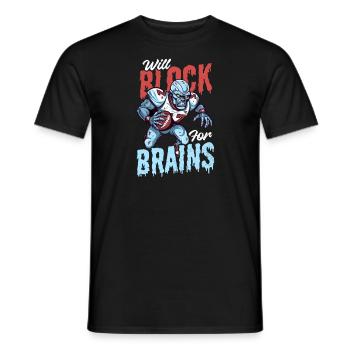 Fußball-Halloween blockiert Gehirne - Männer T-Shirt - Schwarz - Vorne - AI Model Male 178 light (178cm)