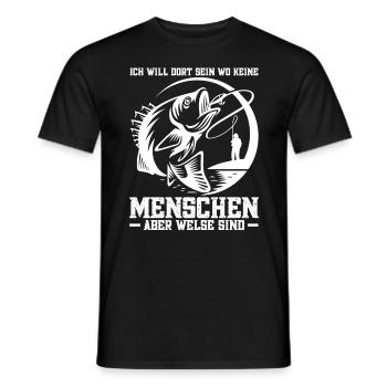 Welsangeln Angler Angelrute Welsfisher Welse - Männer T-Shirt - Schwarz - Vorne - AI Model Male 178 light (178cm)