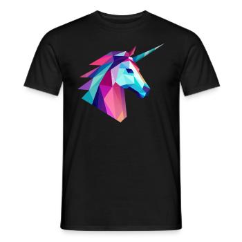 Unicorn Low Poly Logo Design - Men's T-Shirt - black - Front - AI Model Male 178 light (178cm)