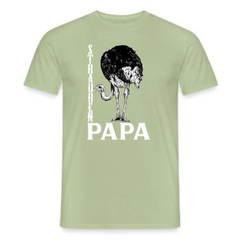 Amoureux de l’autruche - Papa autruche - T-shirt homme - vert sauge - Devant - AI Model Male 178 light (178cm)